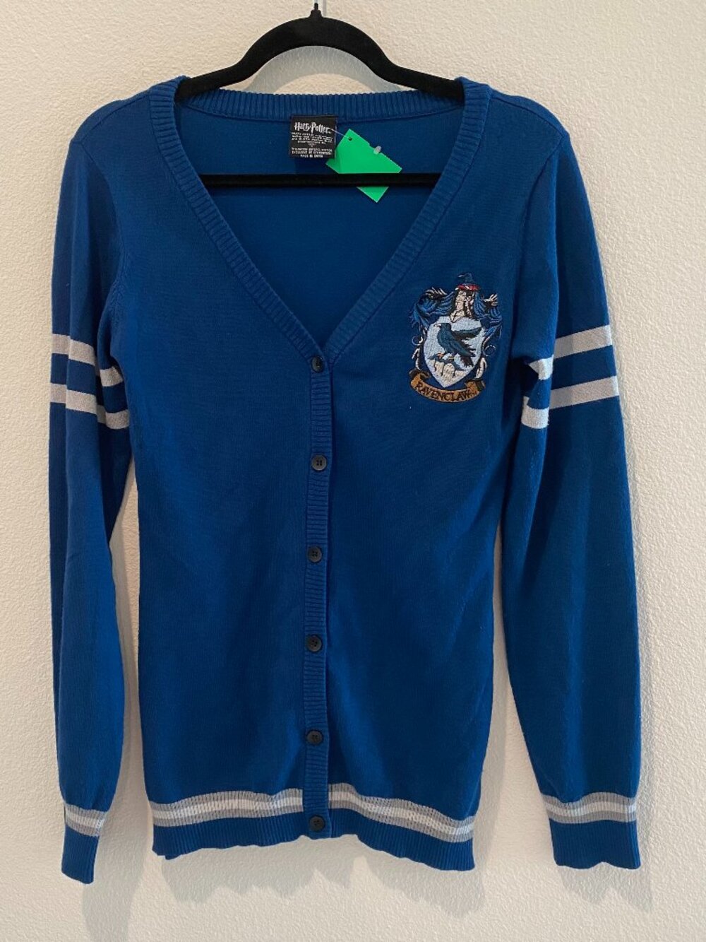 Harry Potter Women's Ravenclaw Blue Varsity Button Front Cardigan Sweater Small